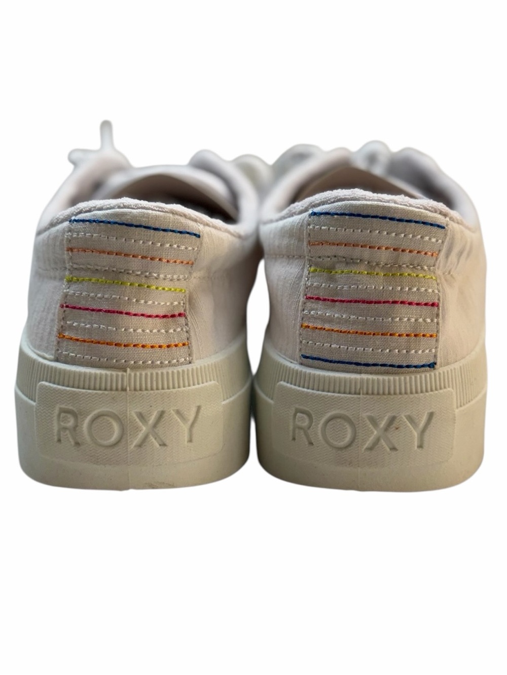 Roxy Rae Platform Sneakers White Rainbow Stitch Cushioned NWT Size 11